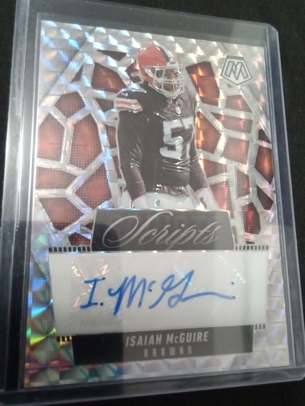 Panini Browns Silver Holo Autograph Card - Red Accents 2025 Mosaic Scripts.